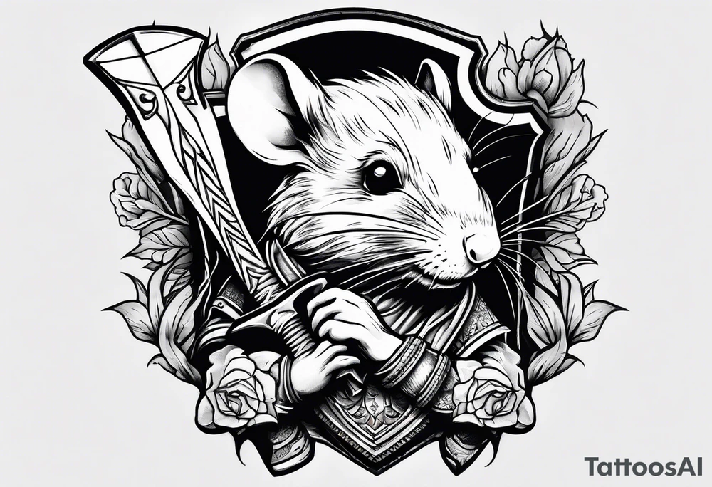 Rat holding a battle ax tattoo idea