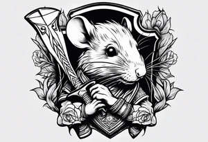 Rat holding a battle ax tattoo idea