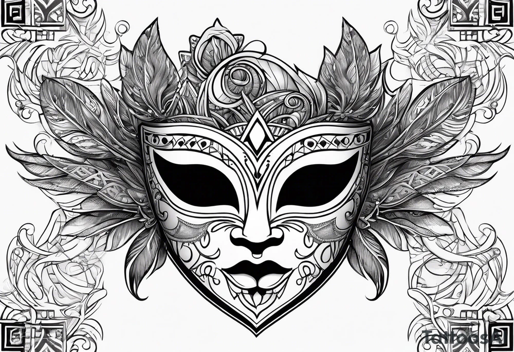 Carnival mask with text”2sides” tattoo idea