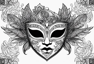 Carnival mask with text”2sides” tattoo idea