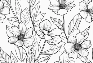 minimalstic outlined overall-shorts with flowers. Thin lines. tattoo idea