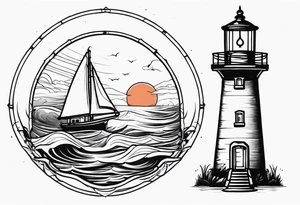 Farol no oceano tattoo idea