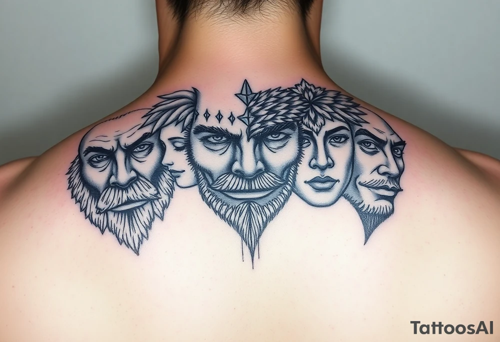 4 seasons represented in
 faces tattoo idea