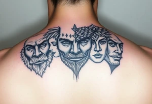 4 seasons represented in
 faces tattoo idea