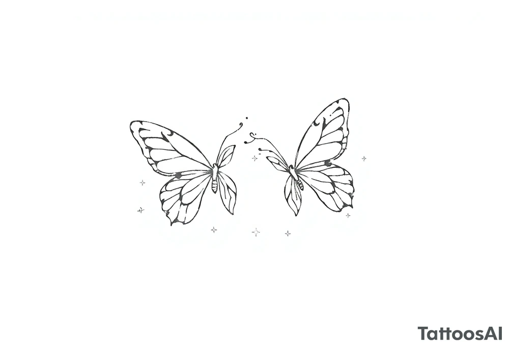 Dainty and fine line basic butterflies with sparkles tattoo idea
