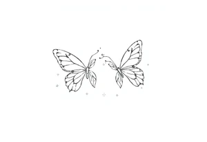 Dainty and fine line basic butterflies with sparkles tattoo idea