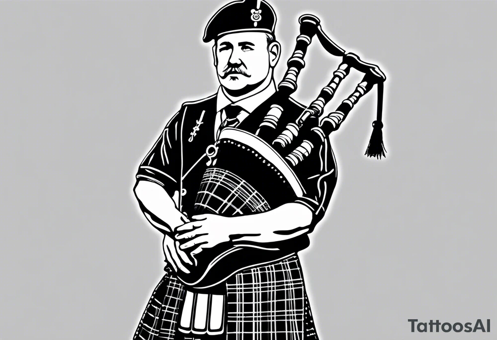 Scottish Bagpiper in  a kilt tattoo idea