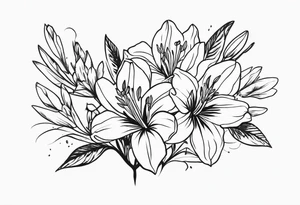 alstroemeria flowers surrrounded by greenary with powerful words some where in the tattoo more minimalist tattoo idea