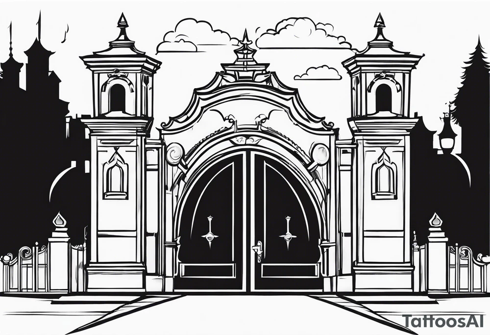 town gate vector tattoo idea