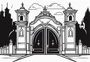 town gate vector tattoo idea