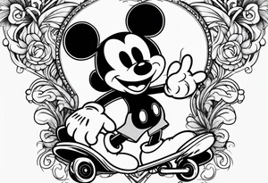 Mickey Mouse skateboarding tattoo idea