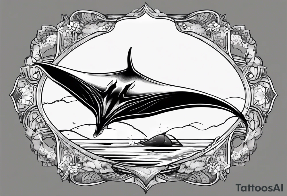 Manta ray swimming. Looking by the back tattoo idea