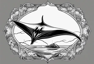 Manta ray swimming. Looking by the back tattoo idea