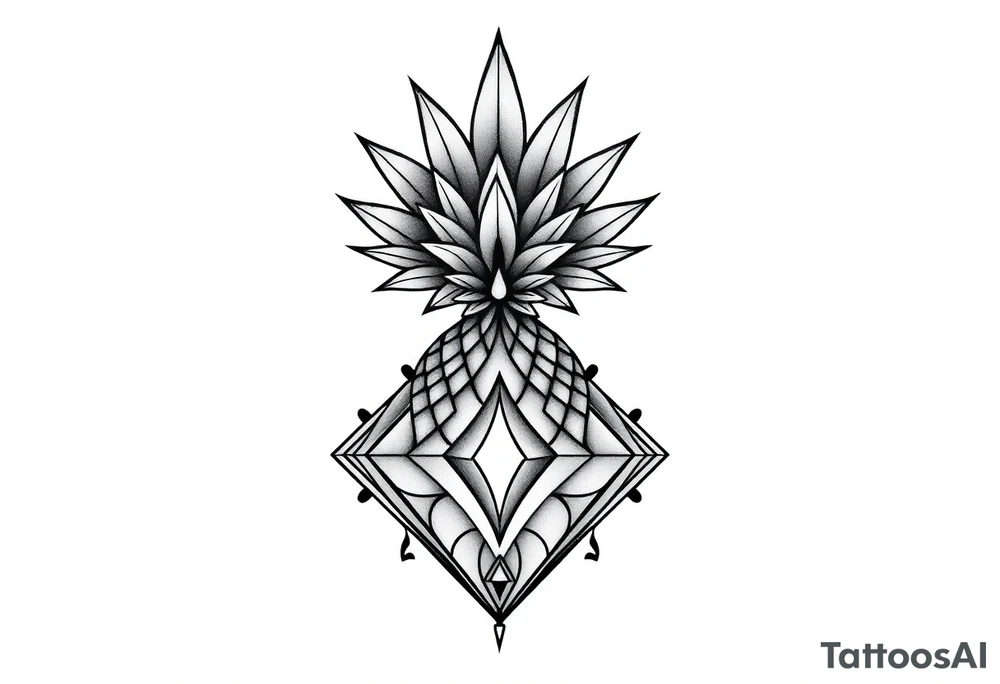 Pubic crown wide top pineapple 
 diamond vagina and anus tattoo idea