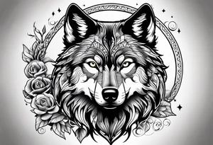 wolf in a moon tattoo idea