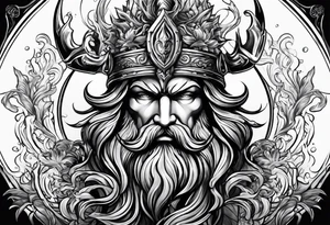 mystical Poseidon trident underwater tattoo idea