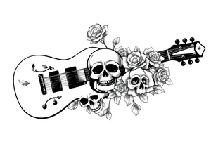 Electric guitar with skulls and roses tattoo idea