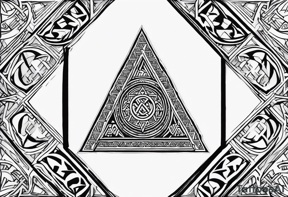 Valhalla sword shield axe Valknut tattoo idea