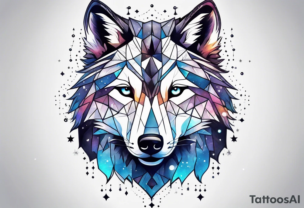 Constellation, animal wolf snow , géométric tattoo idea