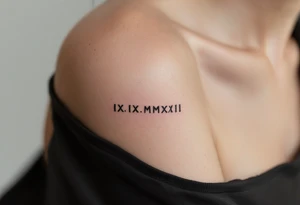 Modern IX.IX.MMXIII in black ink circling the forearm, with shadowed concentric rings in muted silver. tattoo idea