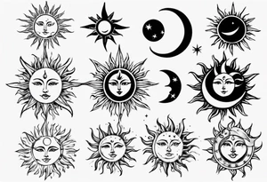 Sun star and moon next to eachother tattoo idea