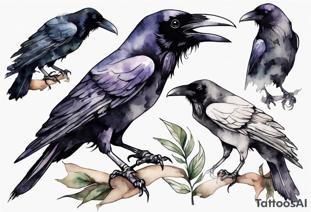 a raven with a white beak tattoo idea