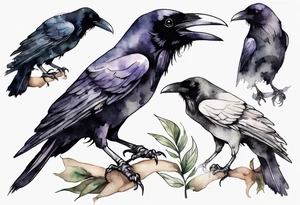 a raven with a white beak tattoo idea