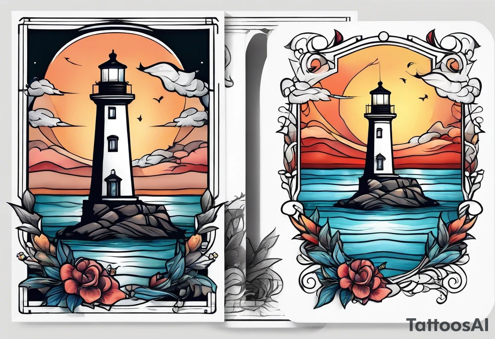 lighthouse, framed, minimalism tattoo idea