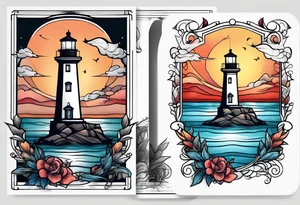 lighthouse, framed, minimalism tattoo idea