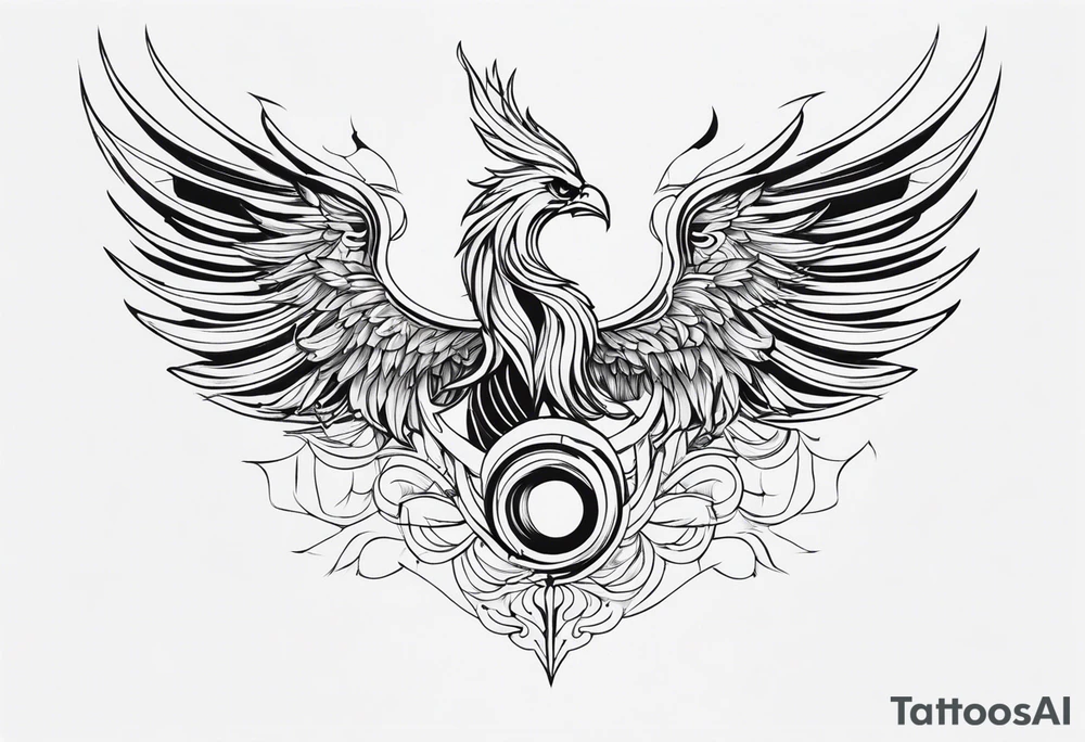 Half Phoenix and Half Skeleton tattoo idea