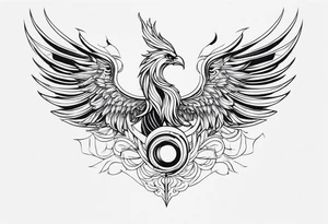 Half Phoenix and Half Skeleton tattoo idea