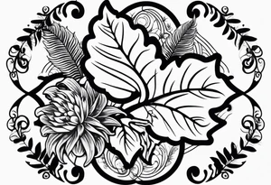 Fern leaf and flower tattoo idea