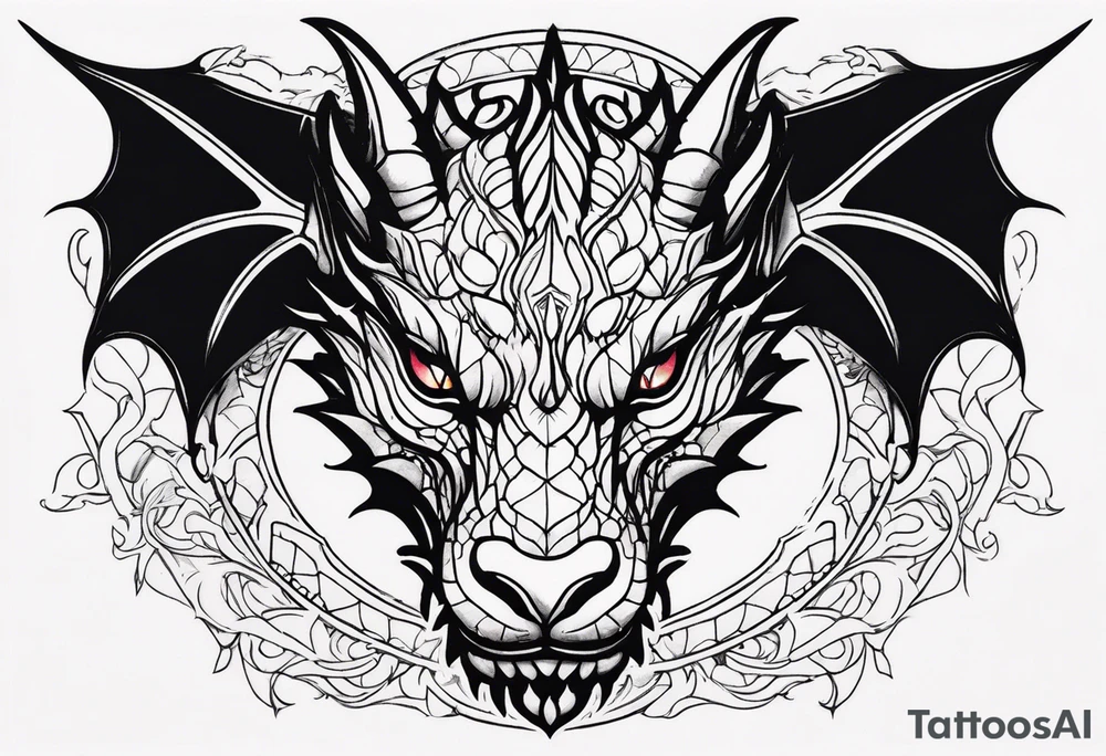 Dragon head facing front tattoo idea