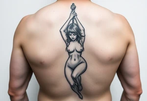 Naked Fat woman hanging by a rope tattoo idea