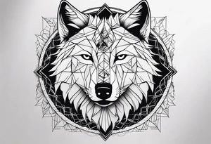 Un loup énervé avec la moitié de sa tête en squelette tattoo idea