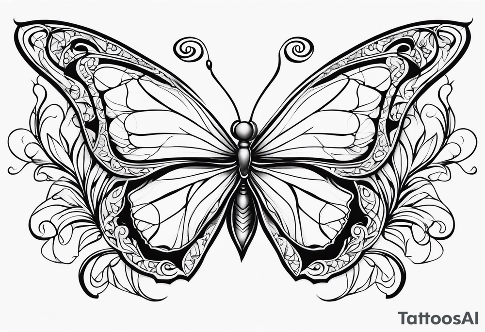 Name
Mascarenas with vines of leaves and butterfly tattoo idea