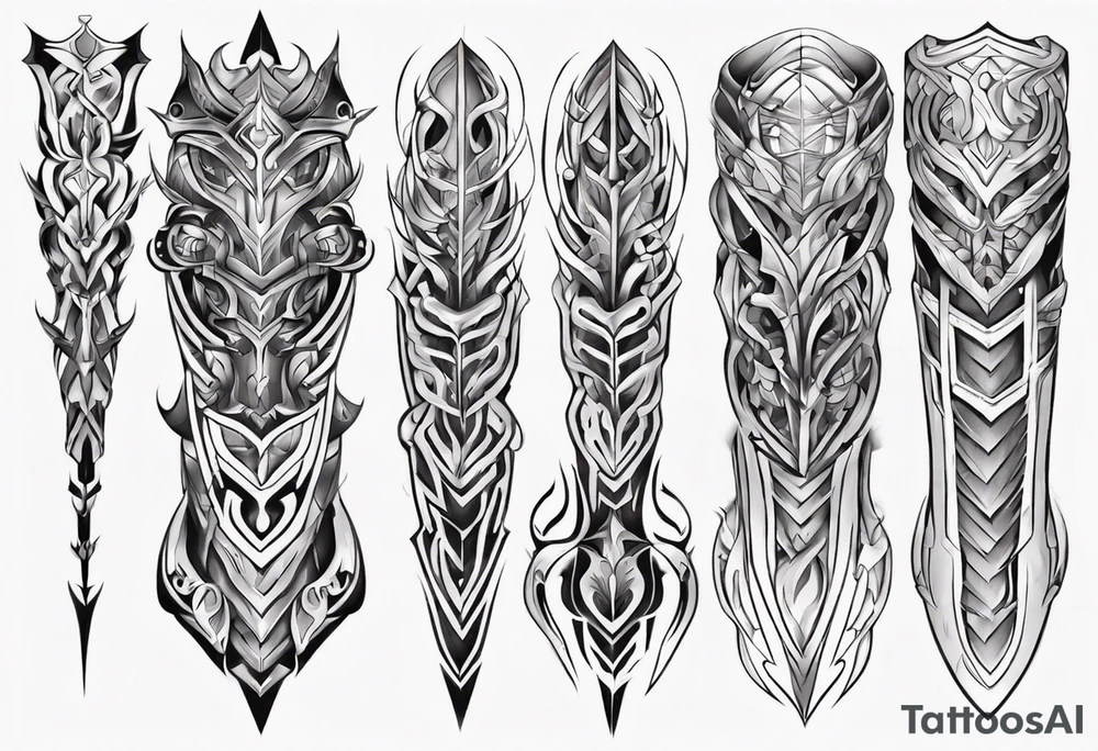 Leg armor symmetrical tattoo idea