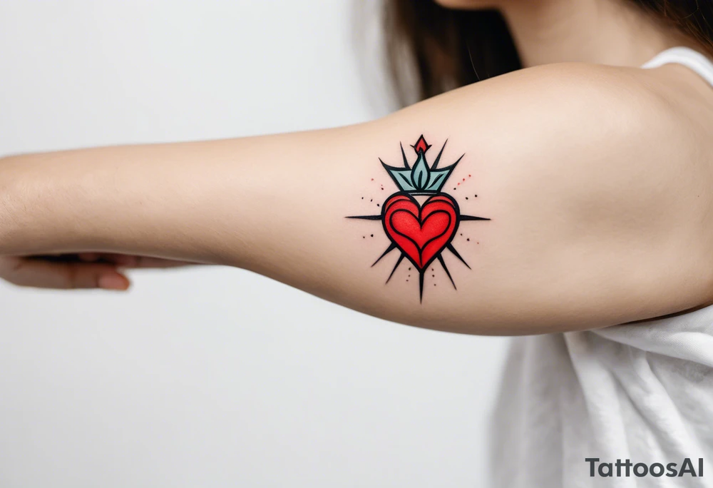 Sacred heart Minimalist and small tattoo on female arm. Inspired by sicilian aesthetics. tattoo idea