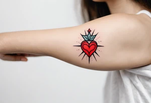 Sacred heart Minimalist and small tattoo on female arm. Inspired by sicilian aesthetics. tattoo idea