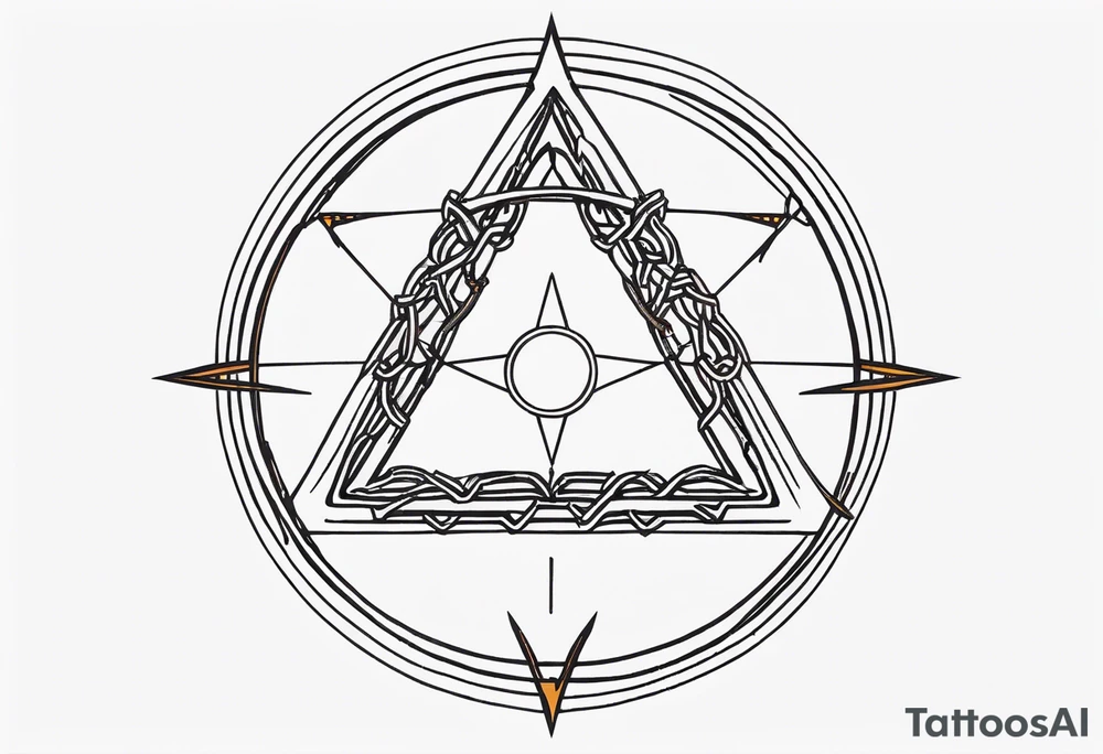 scientific symbol big delta inside a thin circle made of barbed chain elements tattoo idea