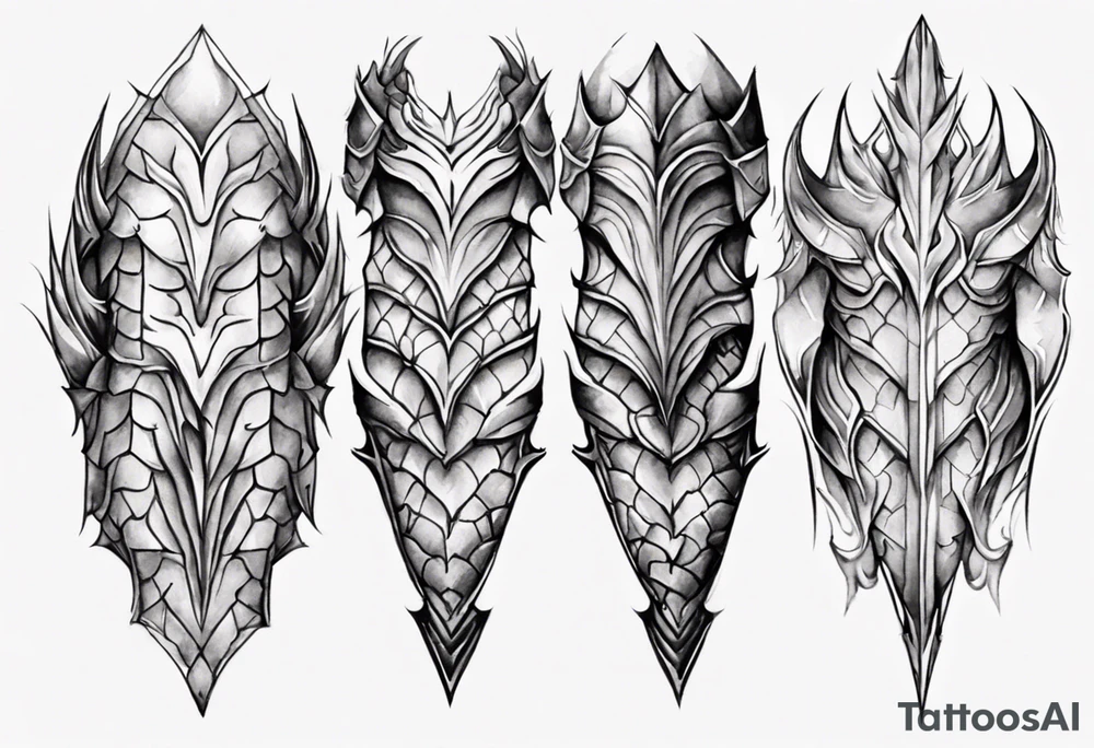 Dragonscale Leg armor symmetrical tattoo idea