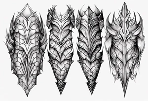 Dragonscale Leg armor symmetrical tattoo idea