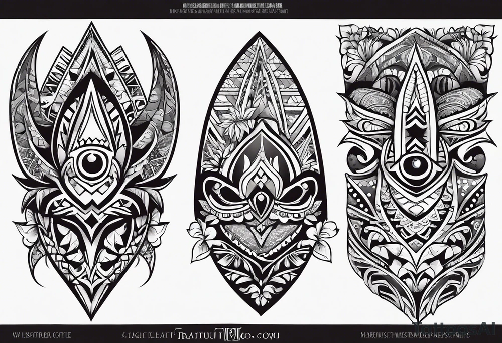 fijian tribal shark teeth patterns and flowers for forearm tattoo idea