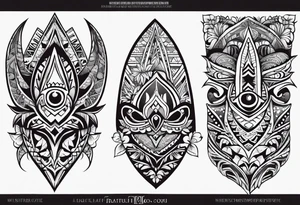 fijian tribal shark teeth patterns and flowers for forearm tattoo idea