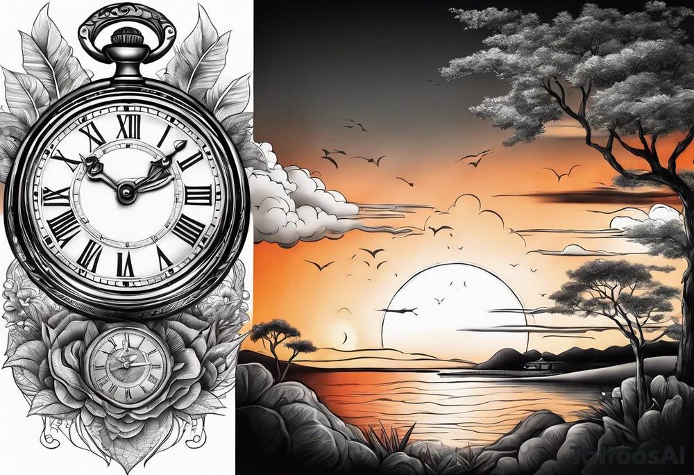 time element in sunset tattoo idea