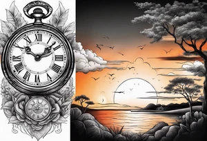 time element in sunset tattoo idea