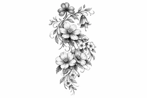 Cascading simple Irish flowers tattoo idea