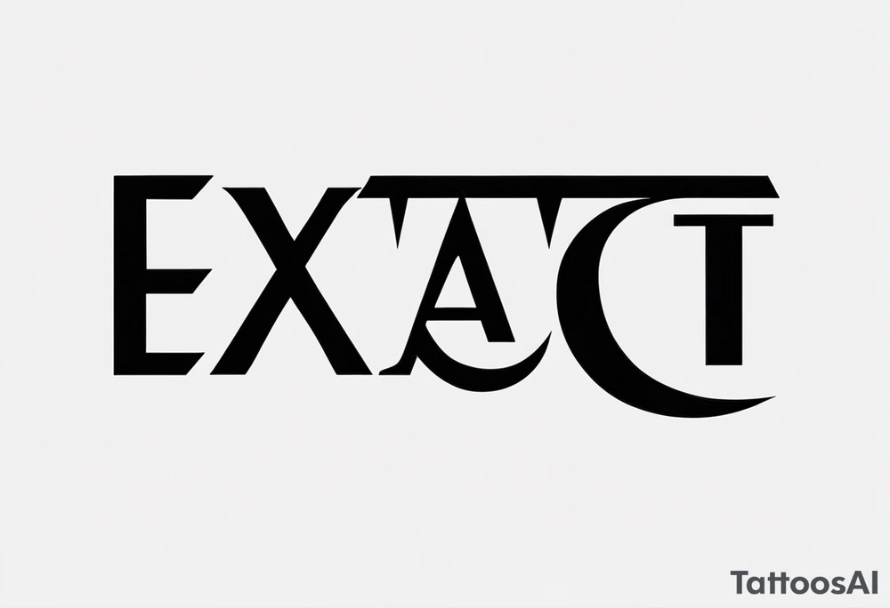 Make a tattoo in a simple letter type with the word "Exact" tattoo idea