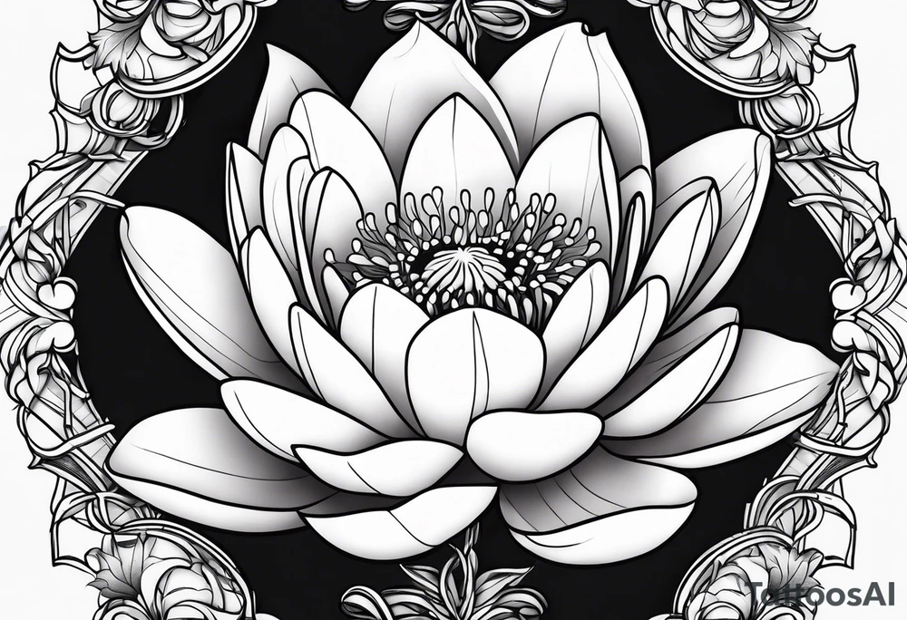 Water lily and holly birth flowers intertwined tattoo idea Water lily and holly birth flowers intertwined tattoo idea