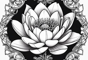Water lily and holly birth flowers intertwined tattoo idea
